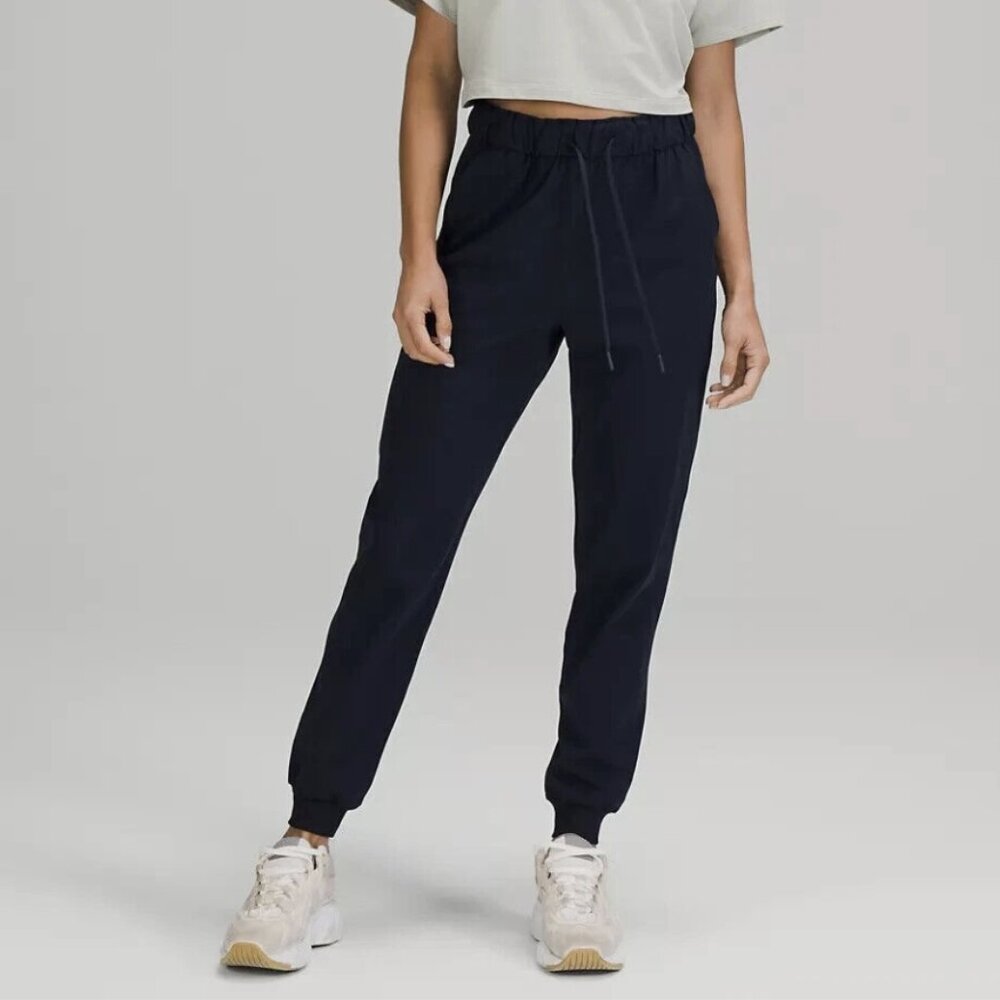 Lululemon Stretch High-Rise Jogger Pants Black Luxtreme Pull-On Elastic Waist 8
